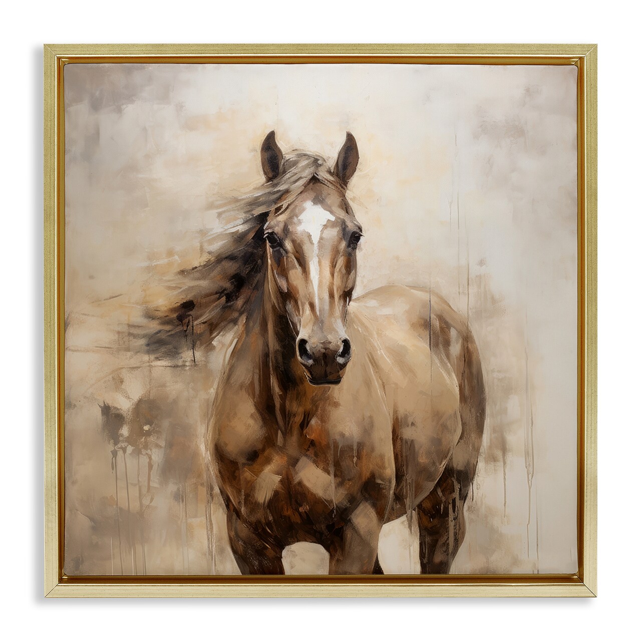 Stupell Industries Horse with Modern Drip Framed Floater Canvas Wall Art Design by PI Creative Art